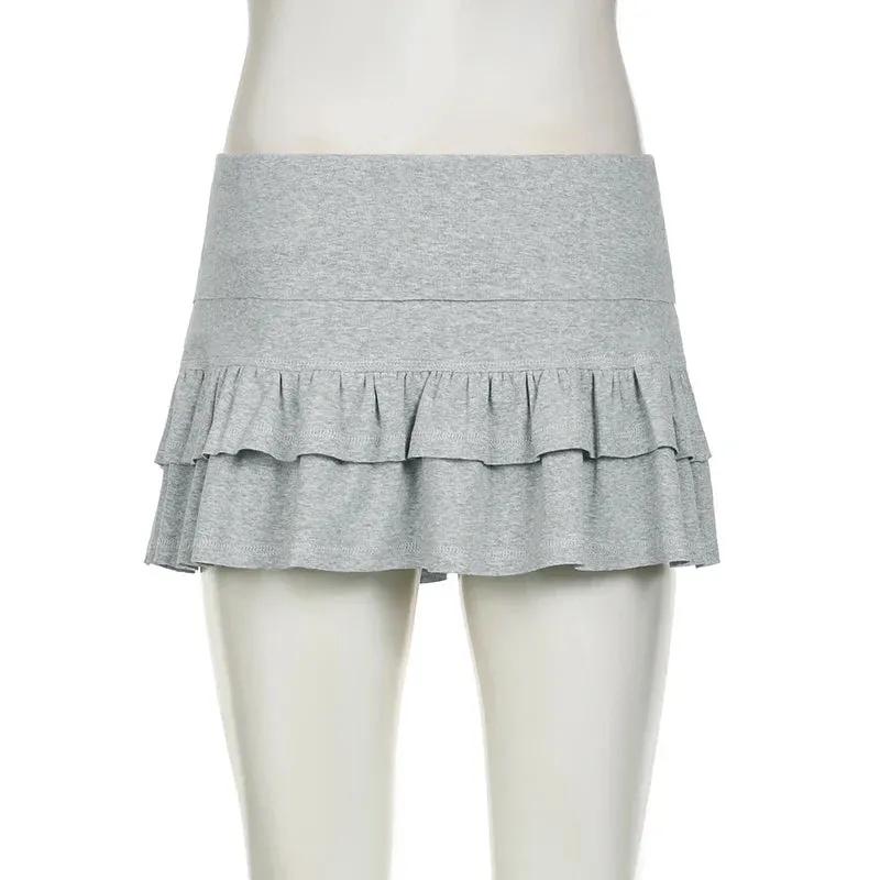 Metaversmall Sweet Pink Folds Tierred Summer Mini Skirt With Lined Korean Style Slim Hottie Y2K A-Line Women's Skirts Double Layer