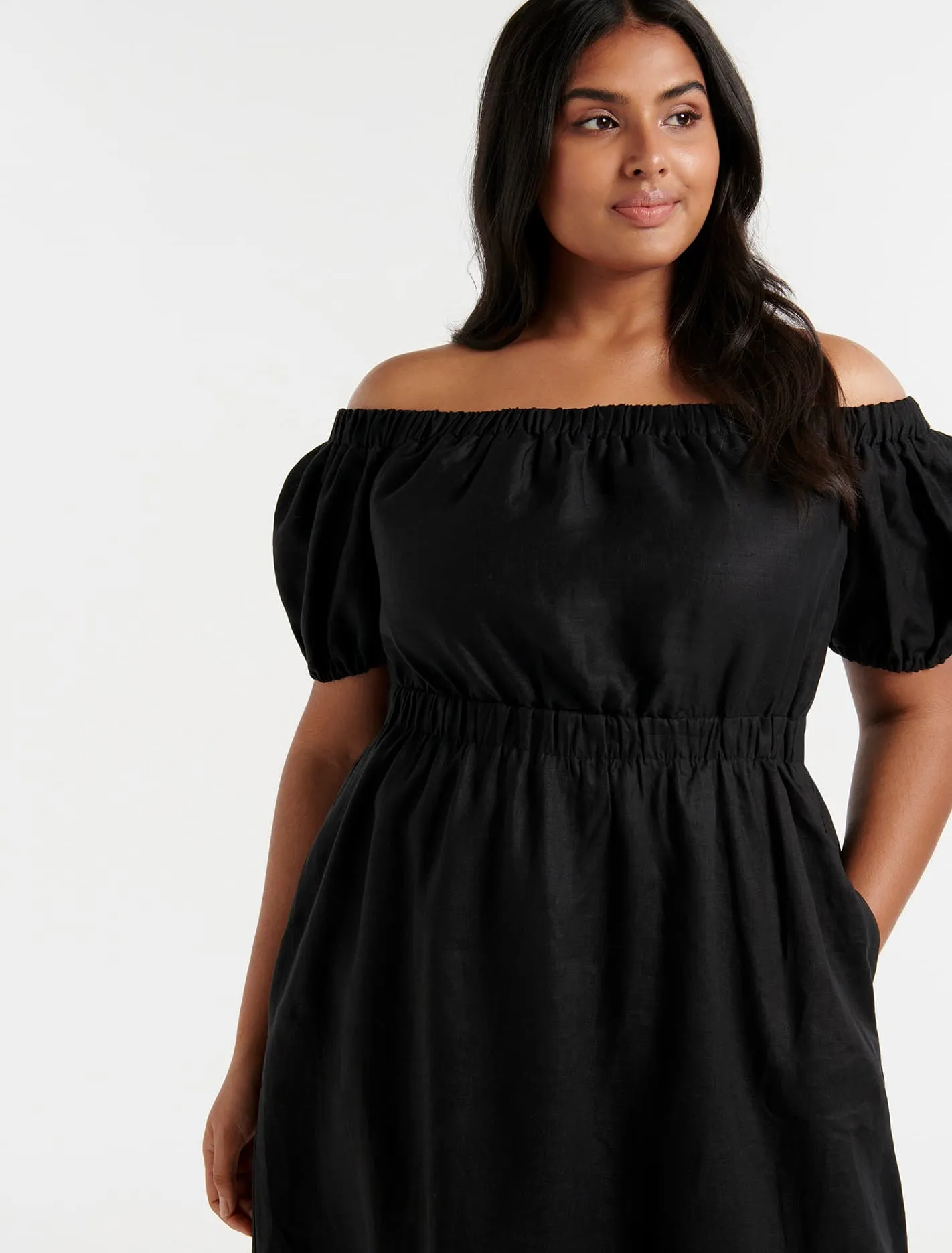 Milan Curve Bardot Midi Dress