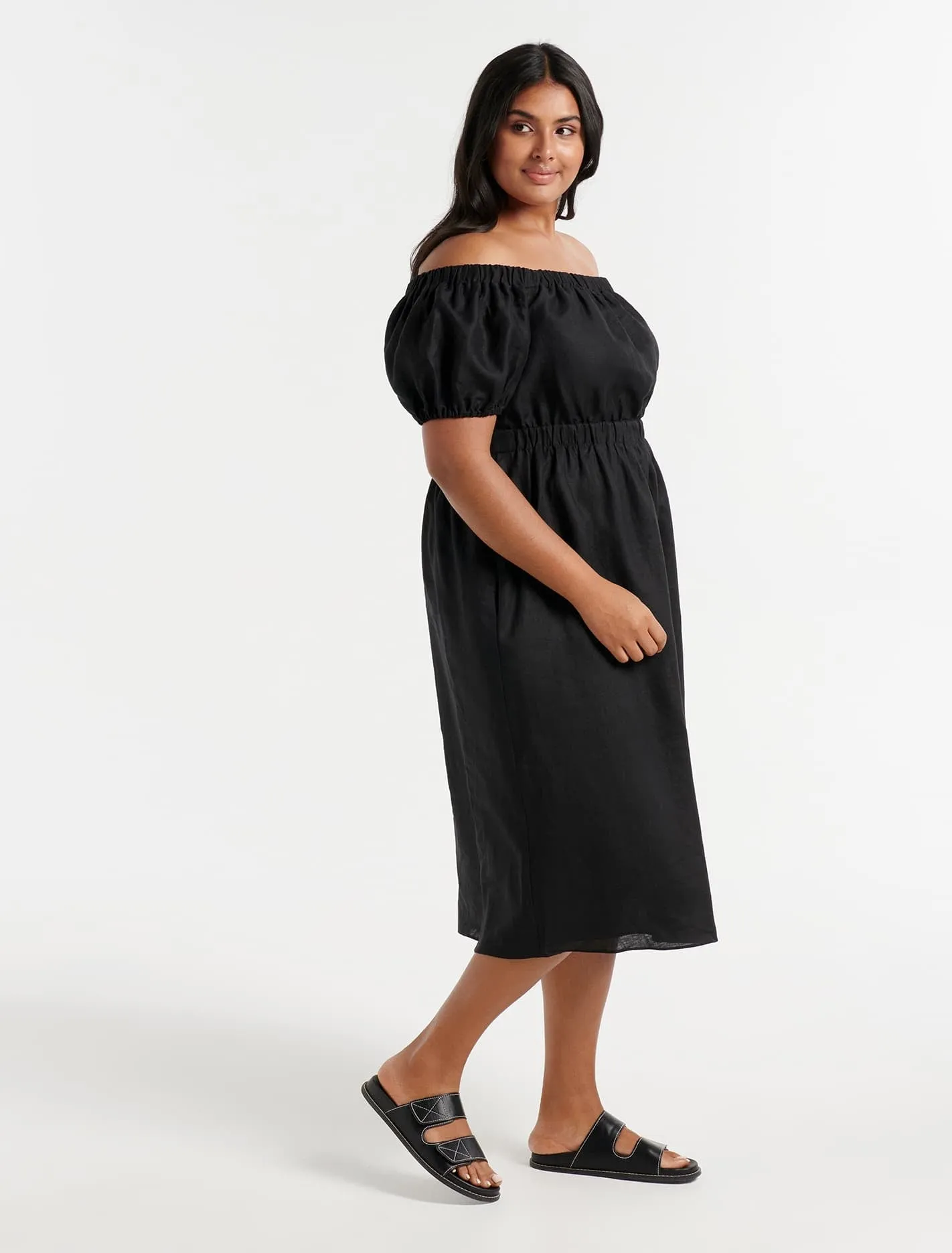 Milan Curve Bardot Midi Dress