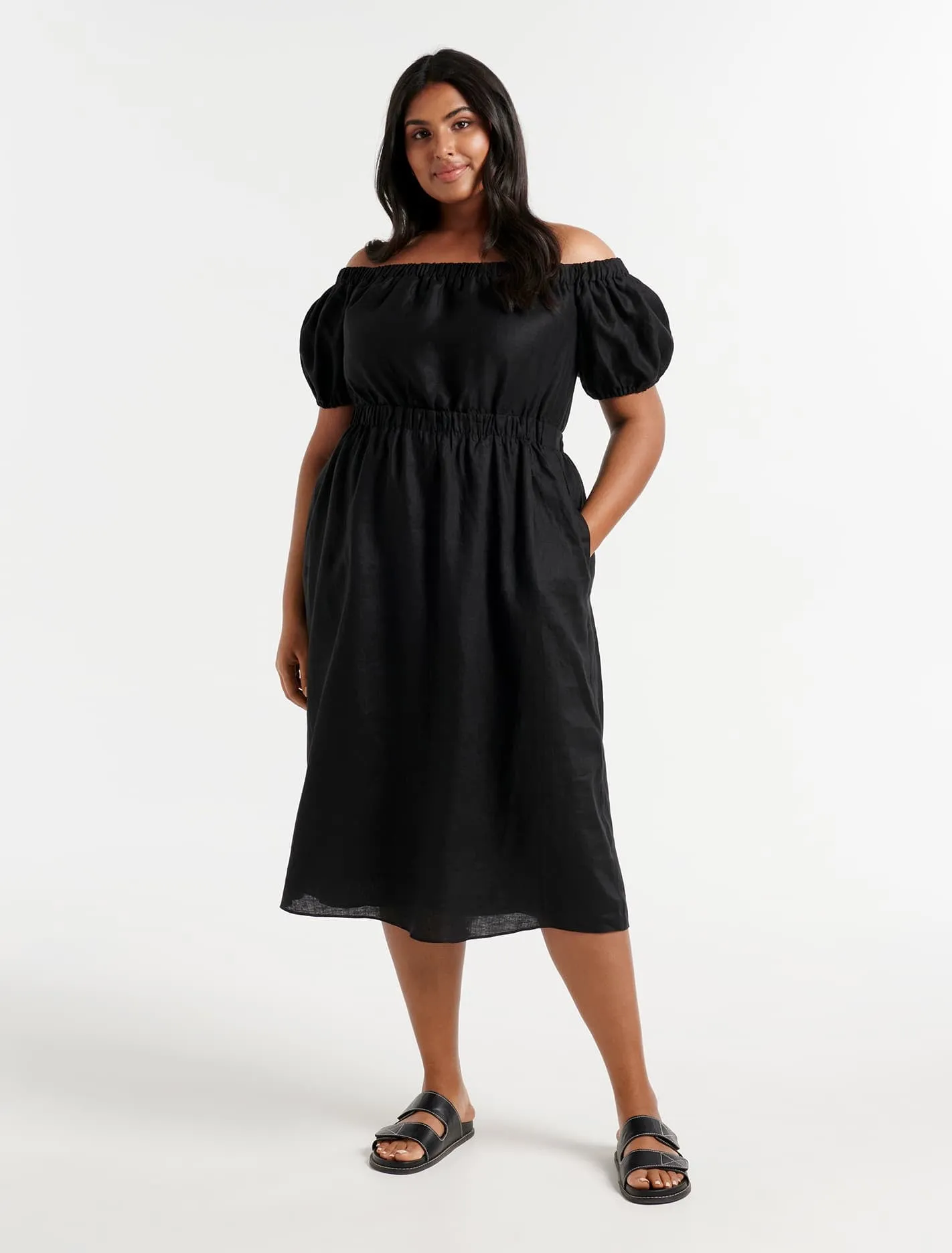 Milan Curve Bardot Midi Dress