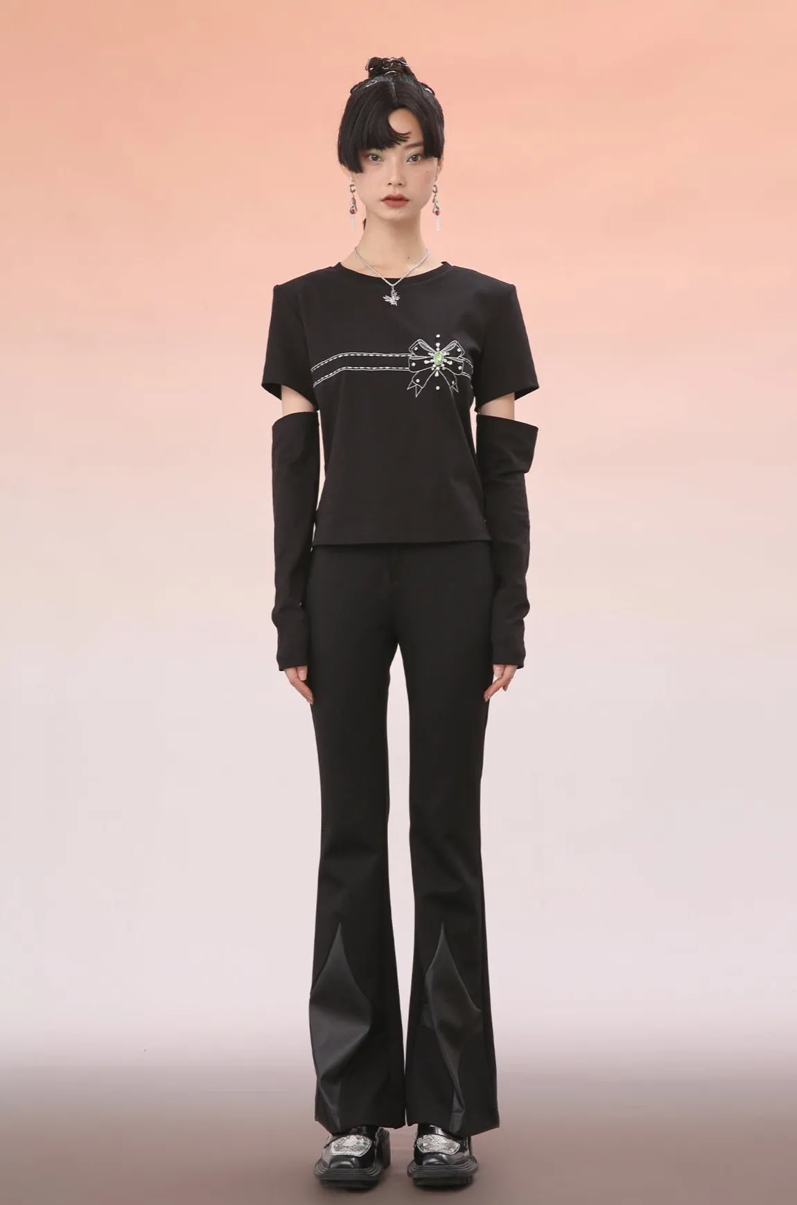 Mukzin | Wide-Leg Black Patchwork Pants