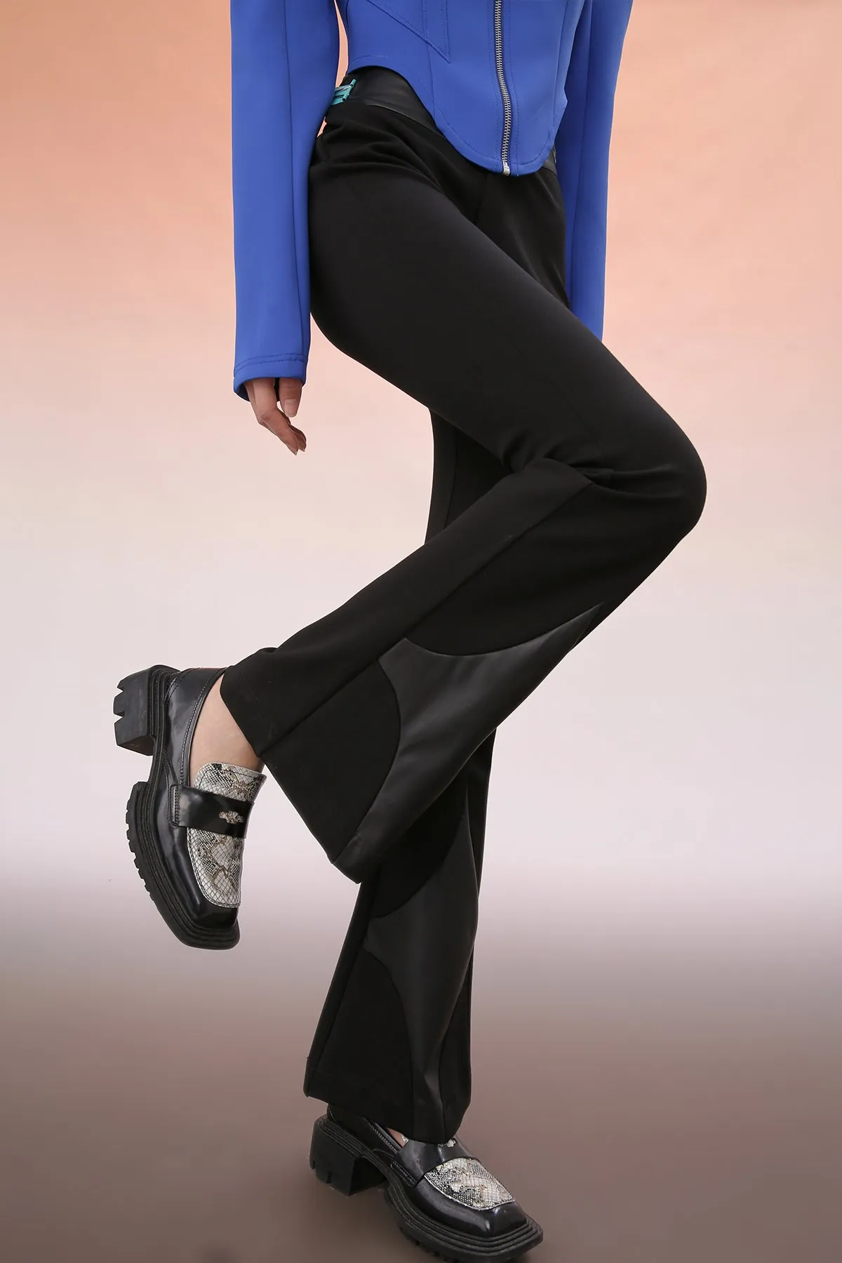 Mukzin | Wide-Leg Black Patchwork Pants