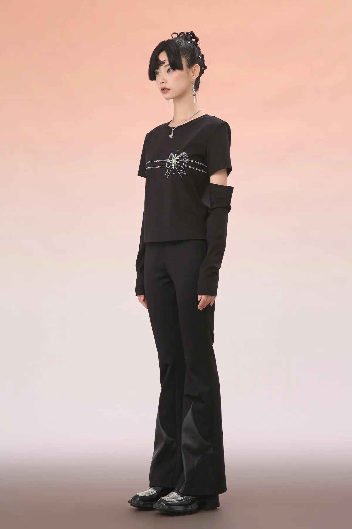 Mukzin | Wide-Leg Black Patchwork Pants