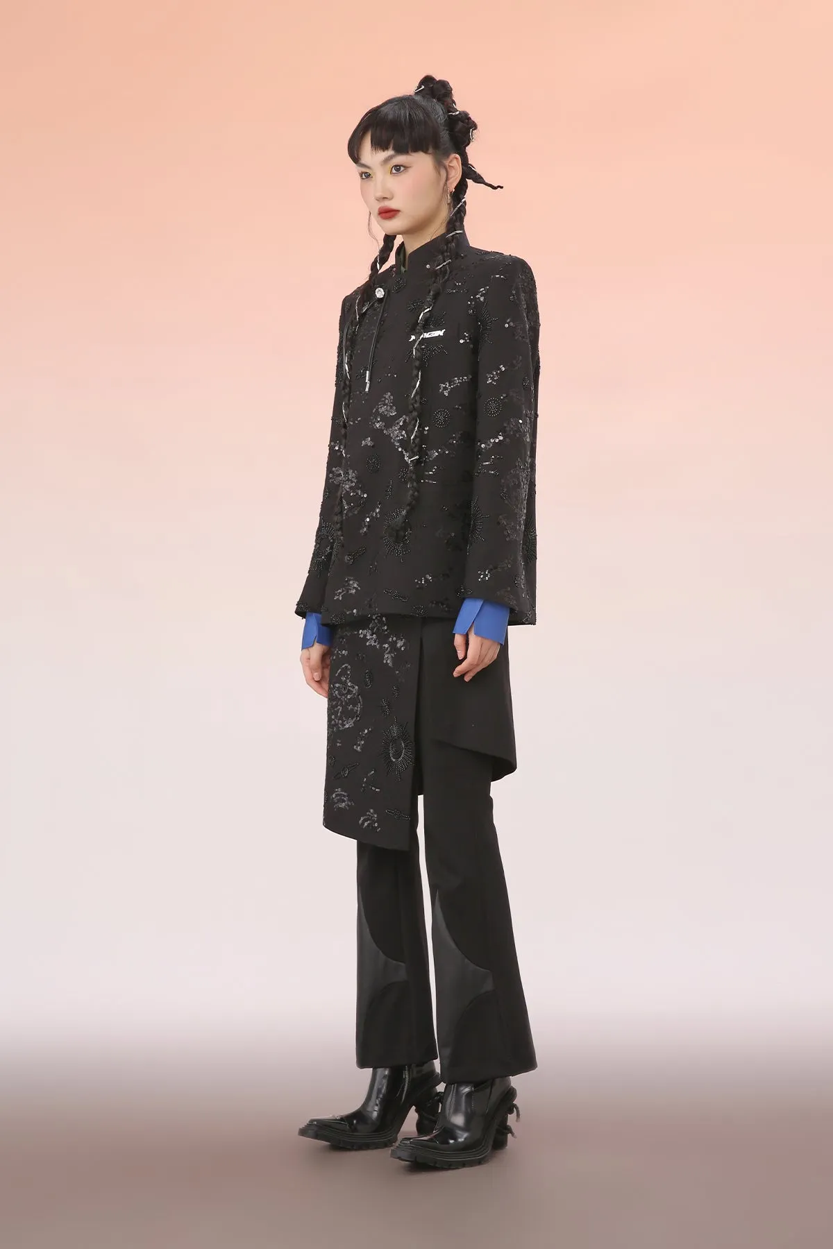 Mukzin | Wide-Leg Black Patchwork Pants