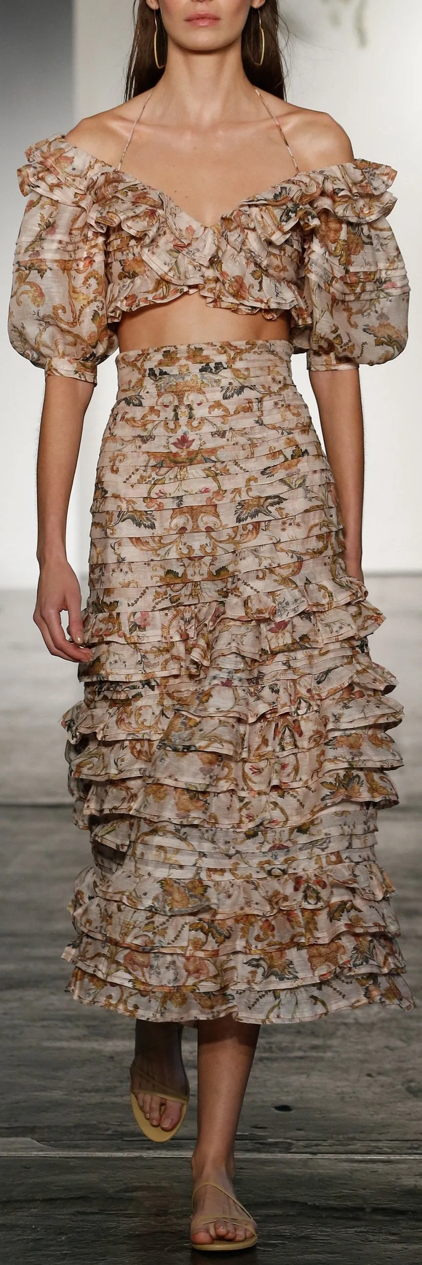 Multi Painted Heart Folds Bodice Top with Matching Midi Skirt