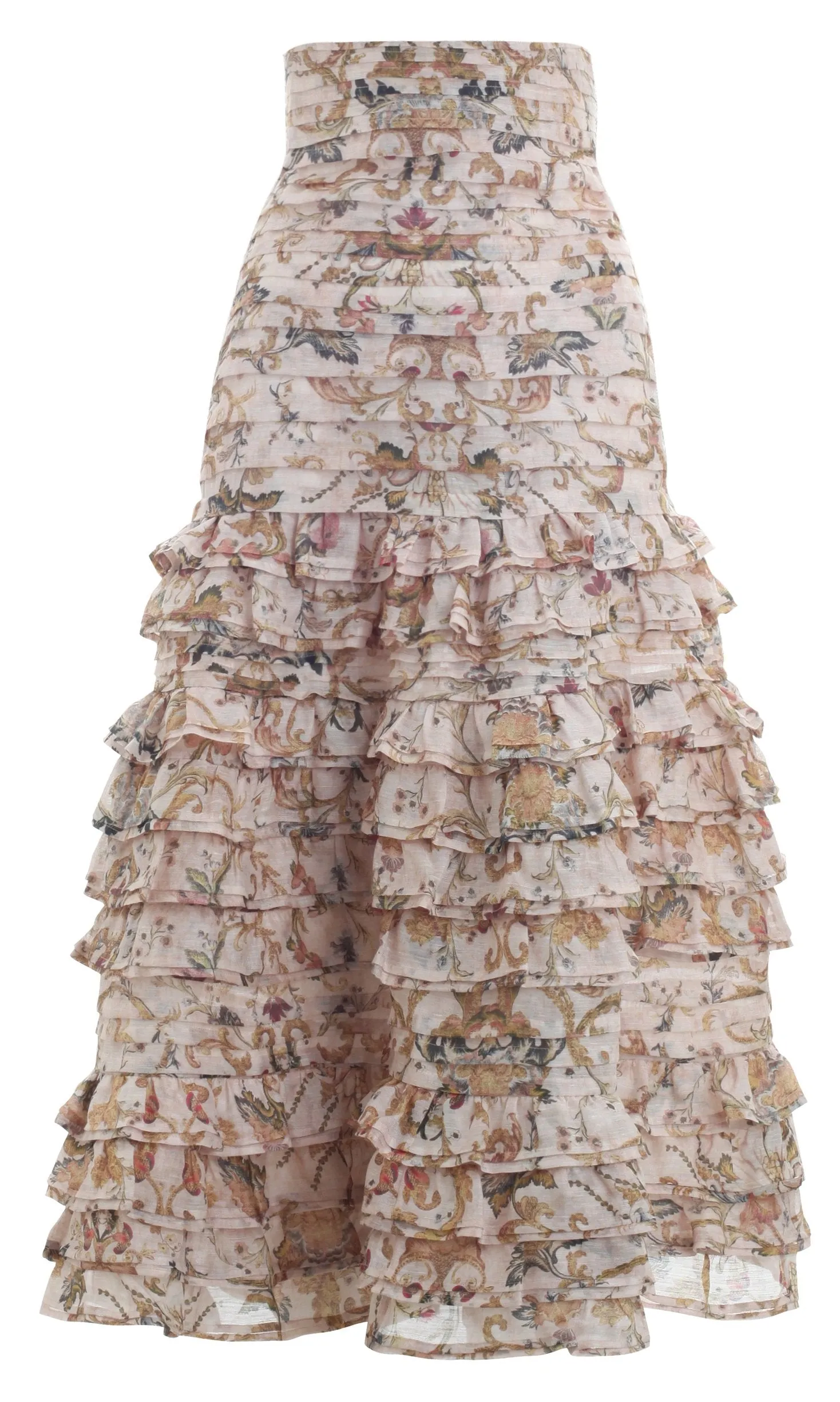 Multi Painted Heart Folds Bodice Top with Matching Midi Skirt