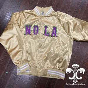 NOLA New Orleans Gold Satin Mardi Gras Jacket