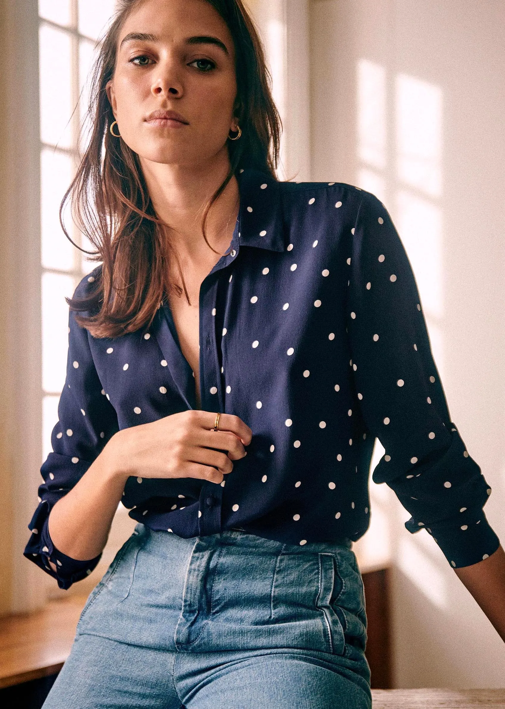 NoNothing |Classic 100% silk shirt in polka dot( 2 colours)
