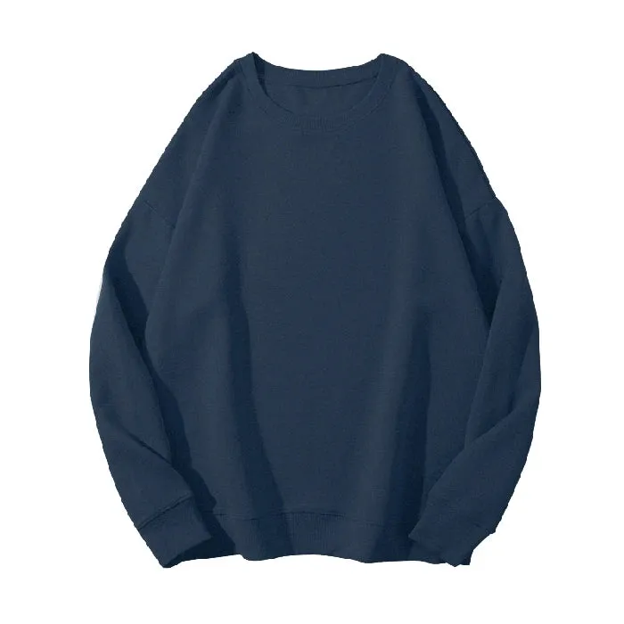 O-neck Loose Solid Color Women's Hoodies Fashion Basic Office Ladies Winter Casual Pullovers Simple Female Sweatshirts