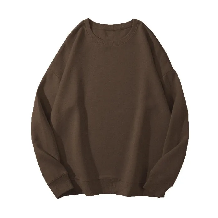 O-neck Loose Solid Color Women's Hoodies Fashion Basic Office Ladies Winter Casual Pullovers Simple Female Sweatshirts