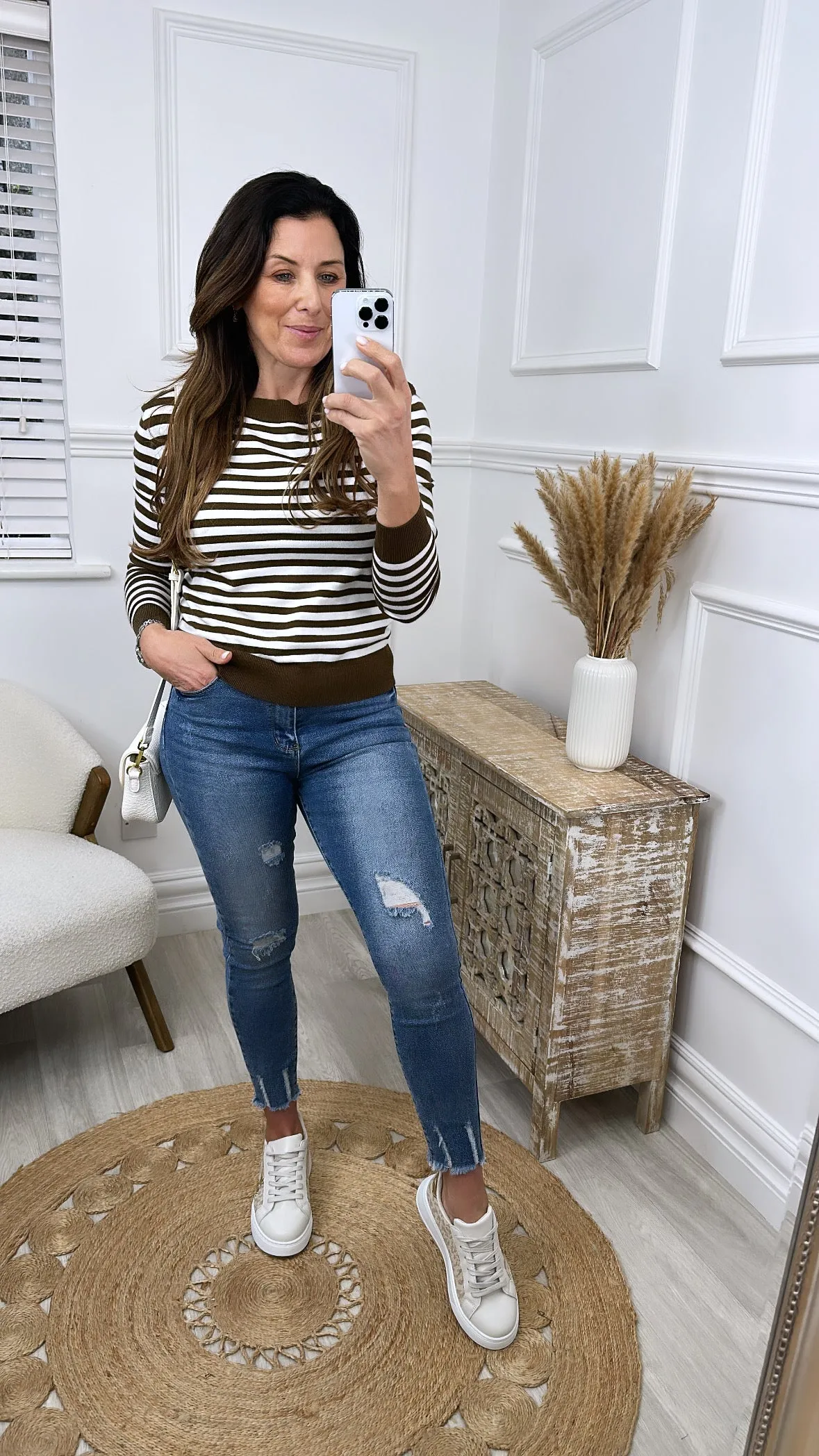 Olivia Mocha Stripe Knit Top