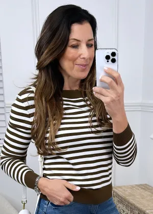 Olivia Mocha Stripe Knit Top