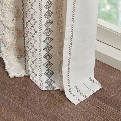 Open Box - 1pc 50"x84" Room Darkening Imani Lined Curtain Panel Ivory - Ink Ivy