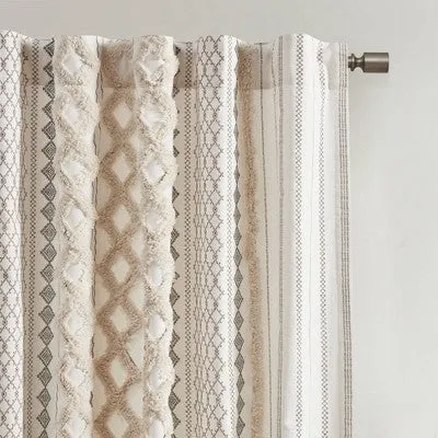 Open Box - 1pc 50"x84" Room Darkening Imani Lined Curtain Panel Ivory - Ink Ivy