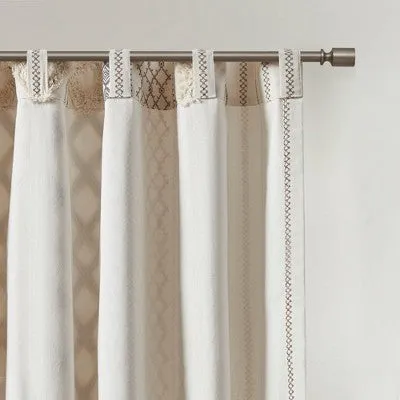 Open Box - 1pc 50"x84" Room Darkening Imani Lined Curtain Panel Ivory - Ink Ivy
