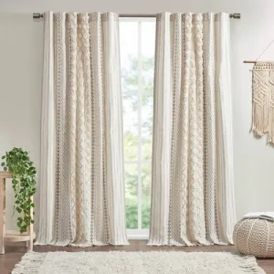 Open Box - 1pc 50"x84" Room Darkening Imani Lined Curtain Panel Ivory - Ink Ivy