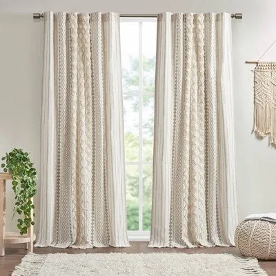 Open Box - 1pc 50"x84" Room Darkening Imani Lined Curtain Panel Ivory - Ink Ivy