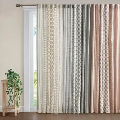Open Box - 1pc 50"x84" Room Darkening Imani Lined Curtain Panel Ivory - Ink Ivy