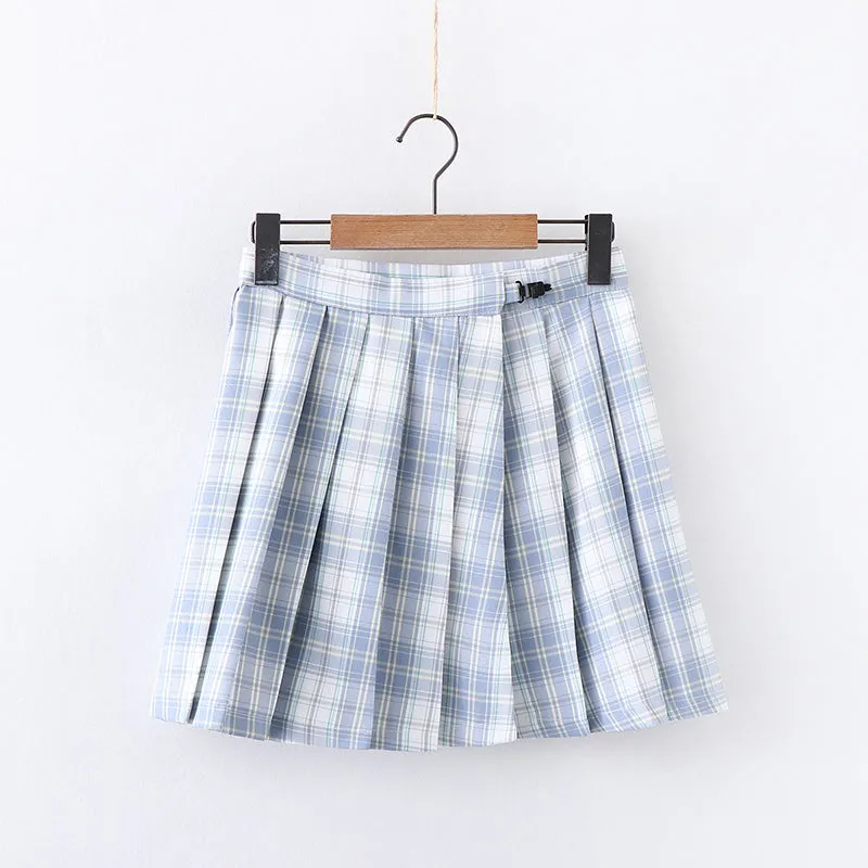 Plaid pleated skirt   tie PL50419