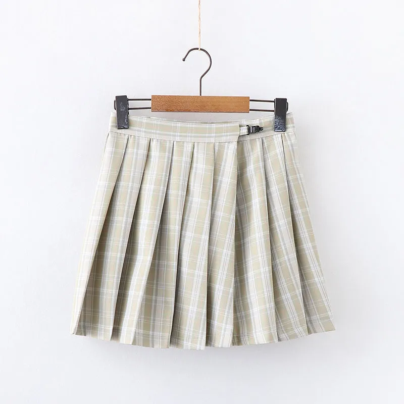 Plaid pleated skirt   tie PL50419