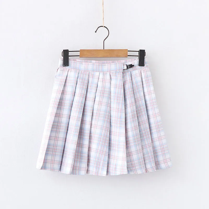 Plaid pleated skirt   tie PL50419