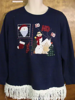 Plaid Themed Santa and Treel Funny Novelty Christmas Sweatshirt
