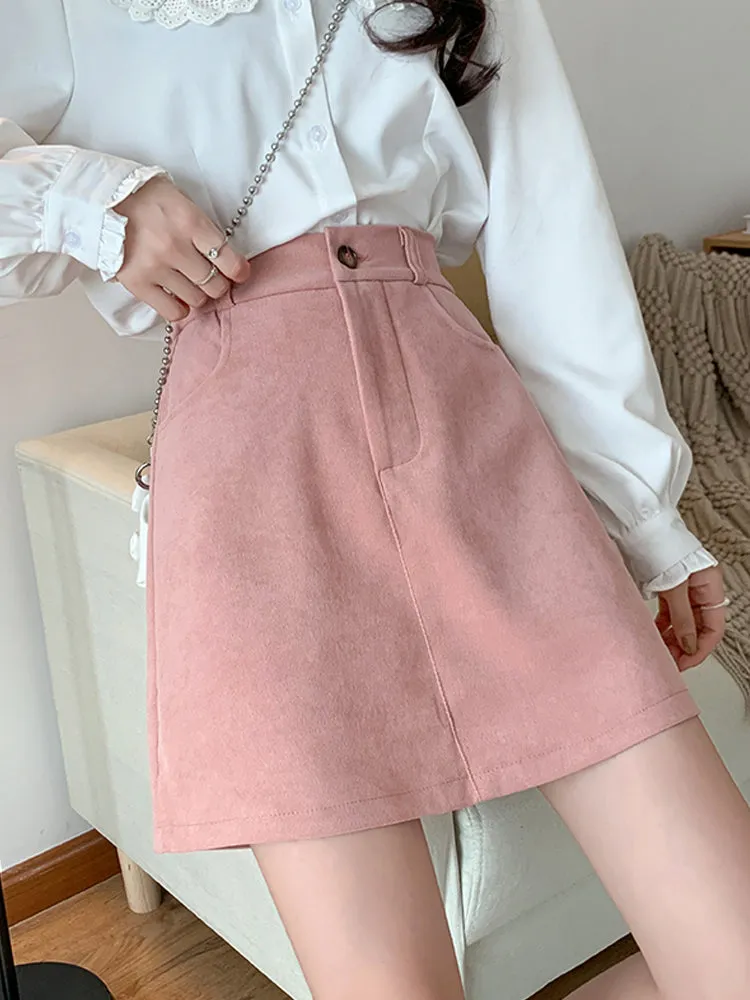 Plus Size Casual Black Pink Elastic Waist Mini Skirt