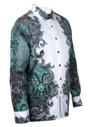 Prestige Luxury Green and Charcoal Long Sleeves Shirts COT-403