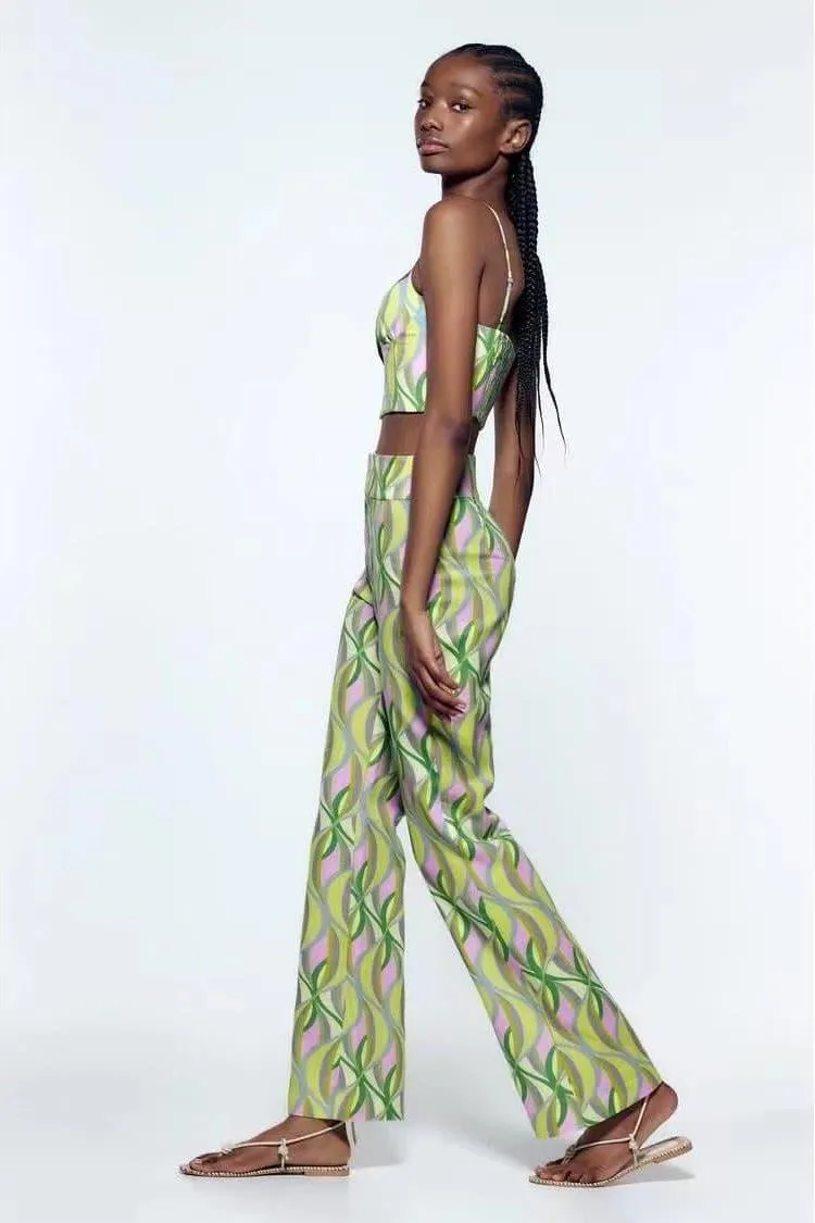Printed flared trousers