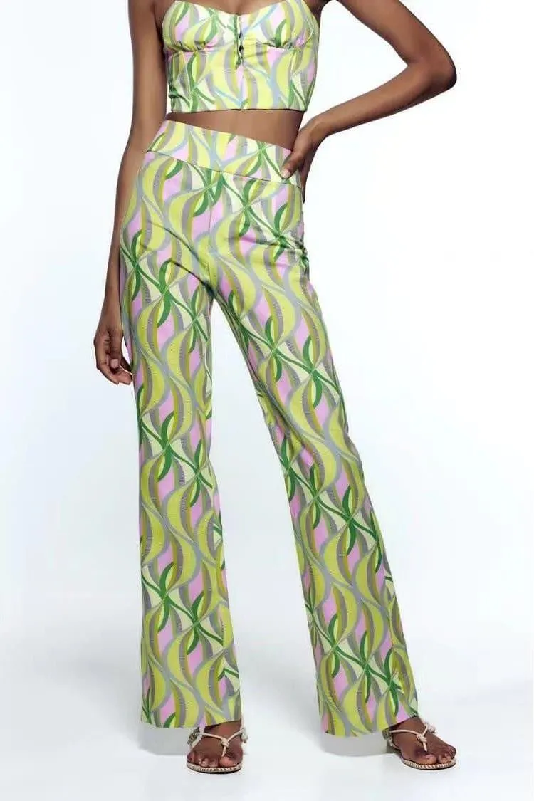 Printed flared trousers