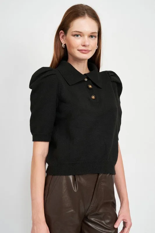 Puff Sleeve Knit Top