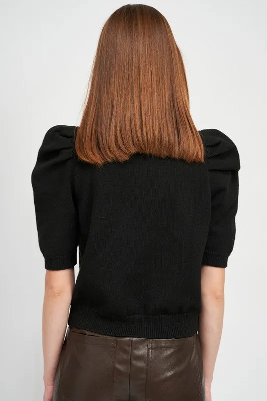 Puff Sleeve Knit Top