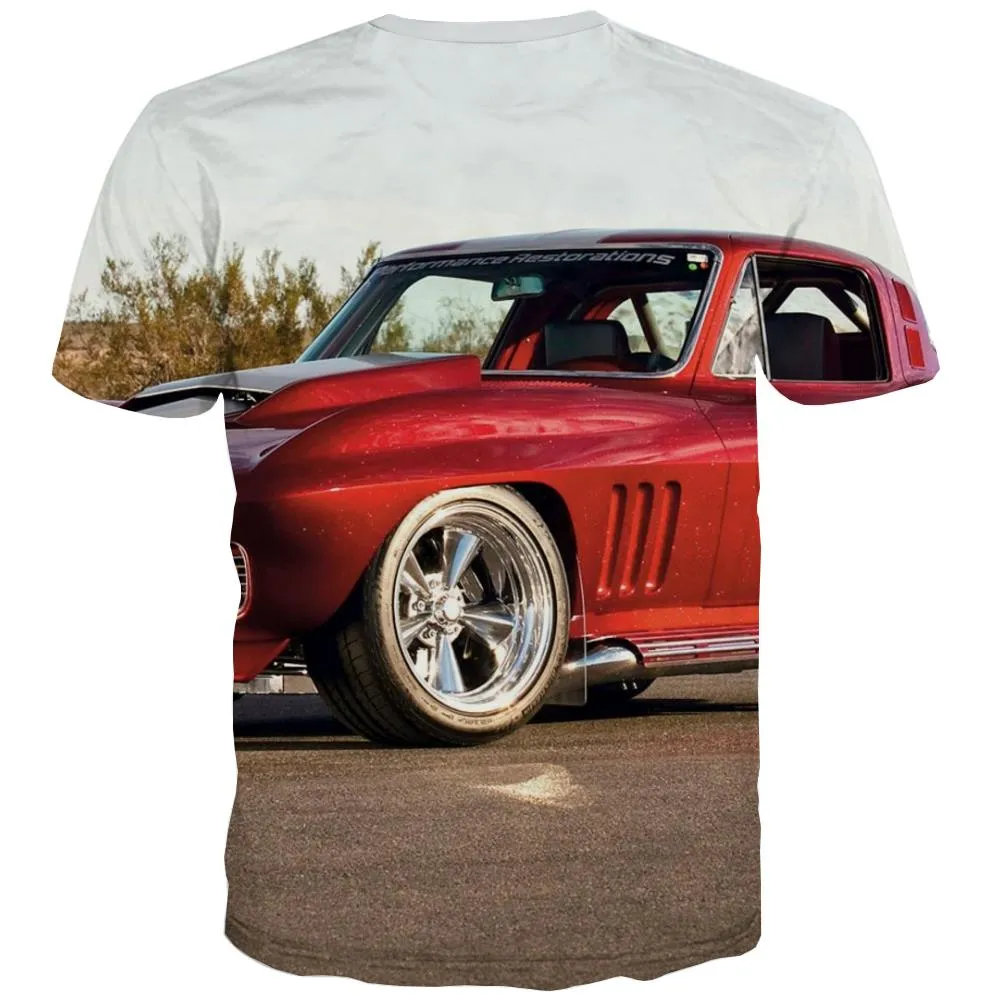 Racing Car T shirts Men Metal Tshirt Anime City Tshirts Casual Gray T-shirts Graphic Retro Shirt Print
