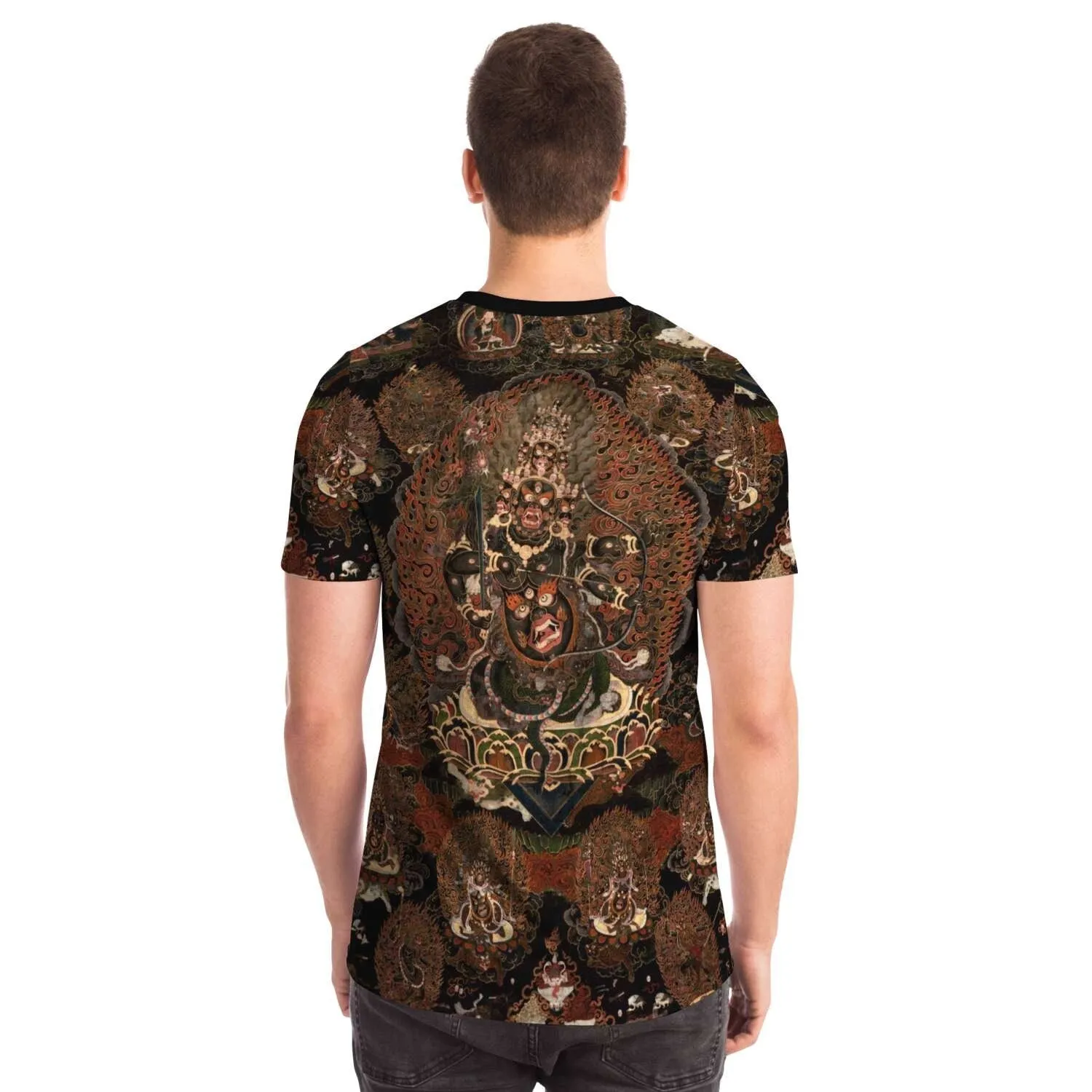 Rahula: Three Treasure Protector of Tibetan Buddhism Thangka Antique Wrathful Deity Vintage Folk Art T-Shirt Tee