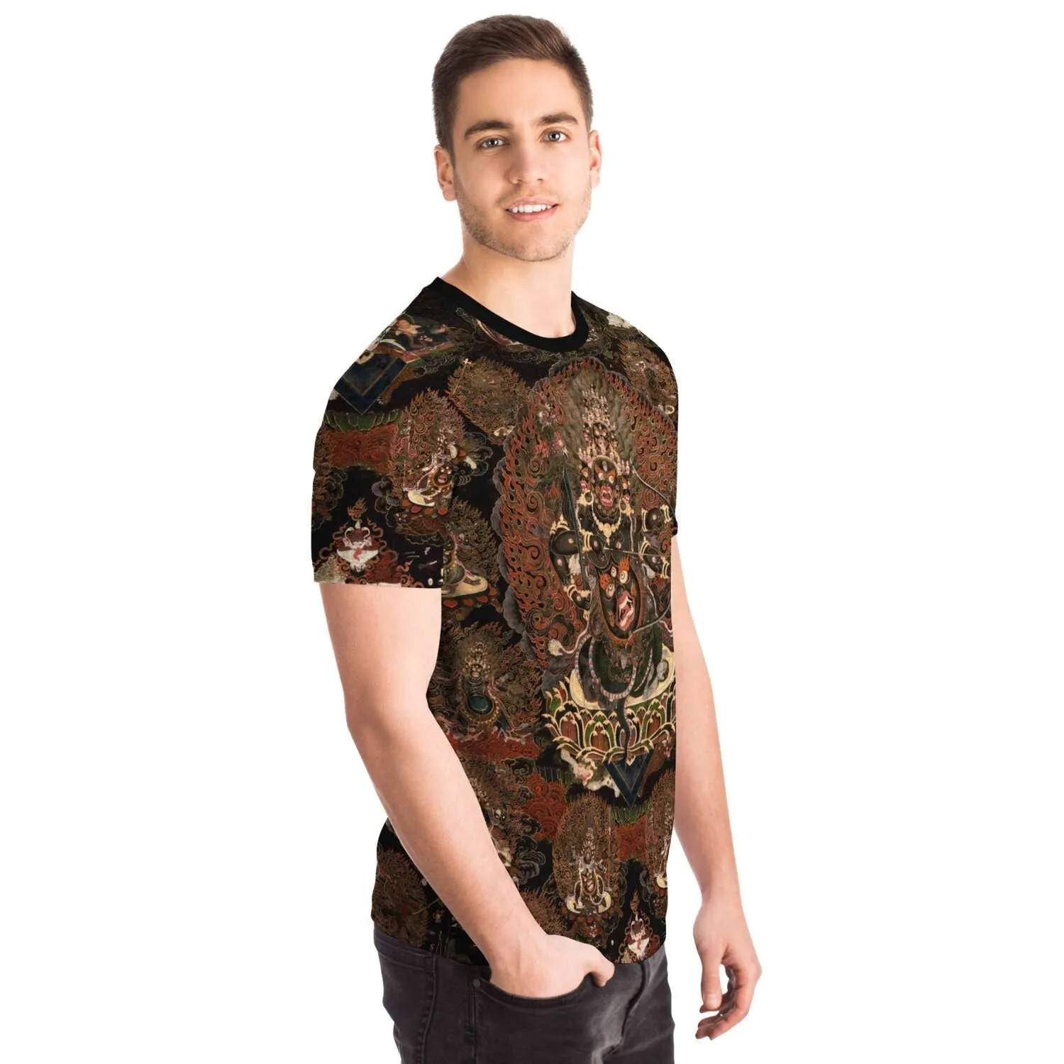 Rahula: Three Treasure Protector of Tibetan Buddhism Thangka Antique Wrathful Deity Vintage Folk Art T-Shirt Tee