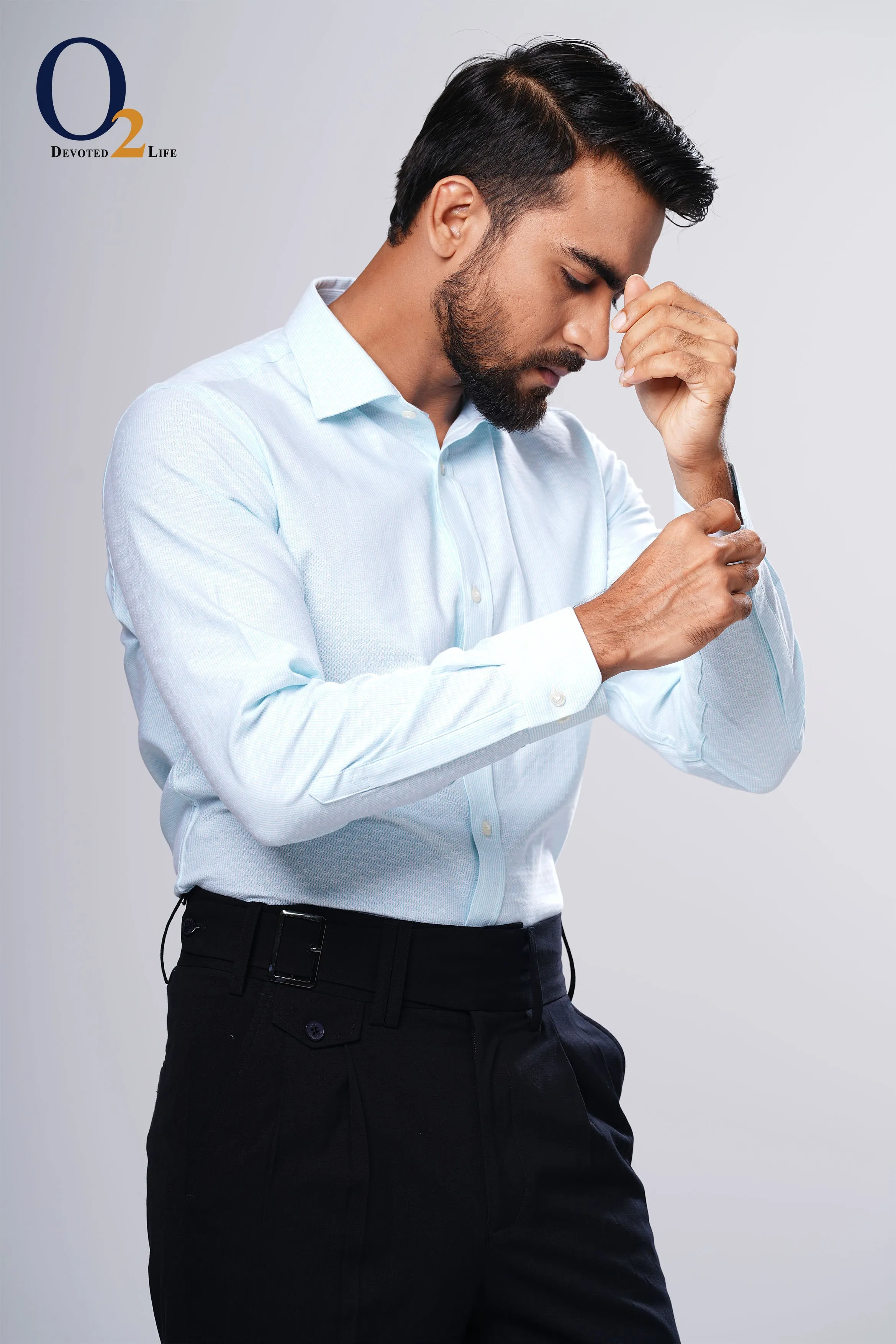 Raymond Blue Solid Slim Fit Cotton Formal Shirt