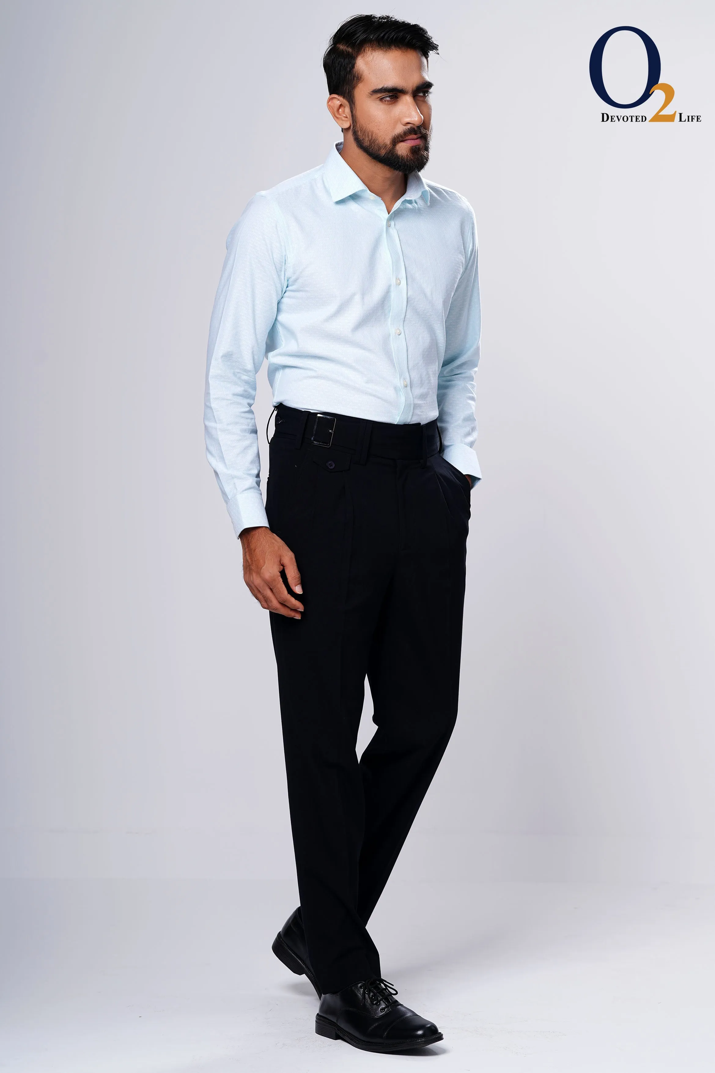 Raymond Blue Solid Slim Fit Cotton Formal Shirt