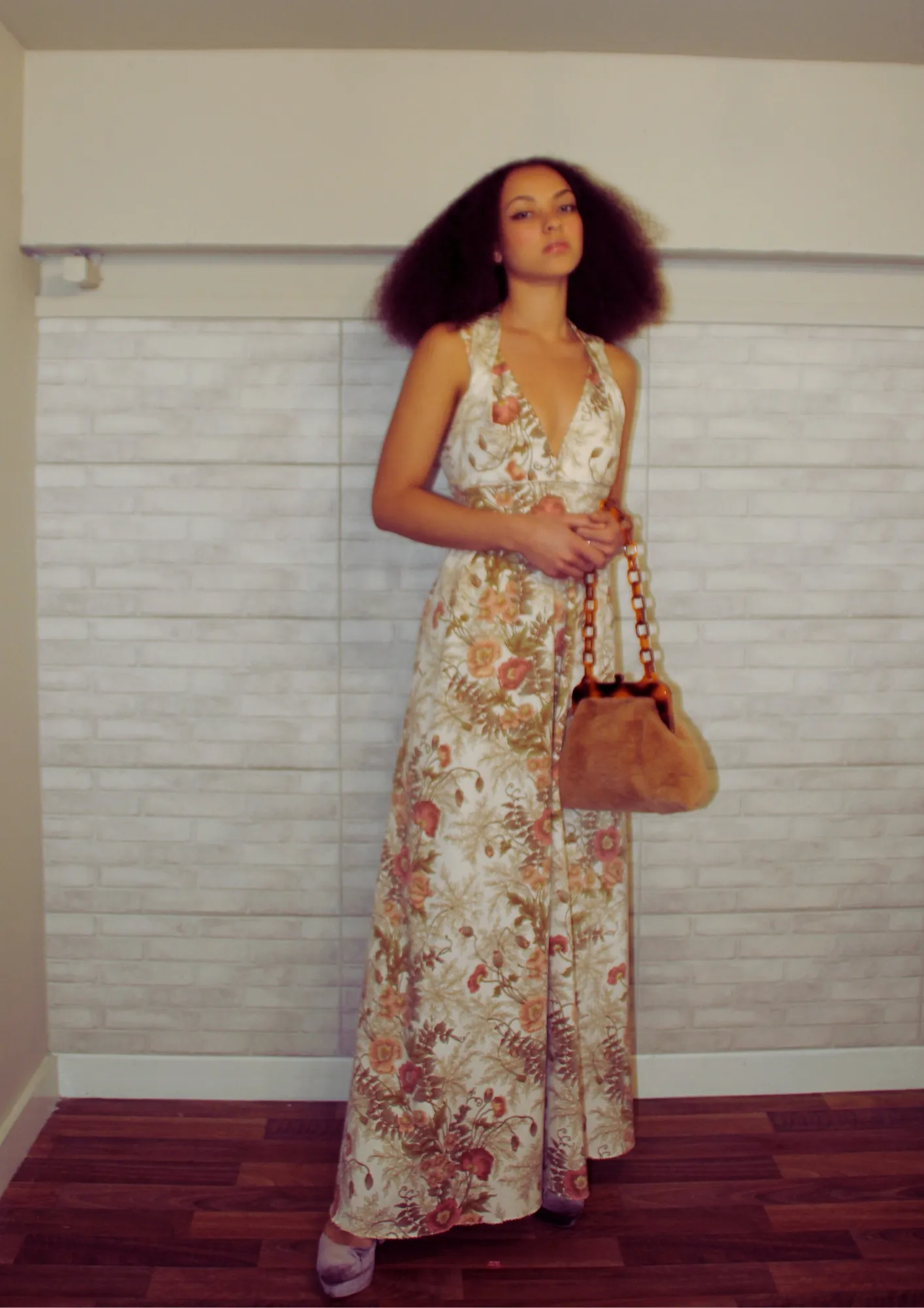 RENT Handmade 70's Floral Maxi Dress