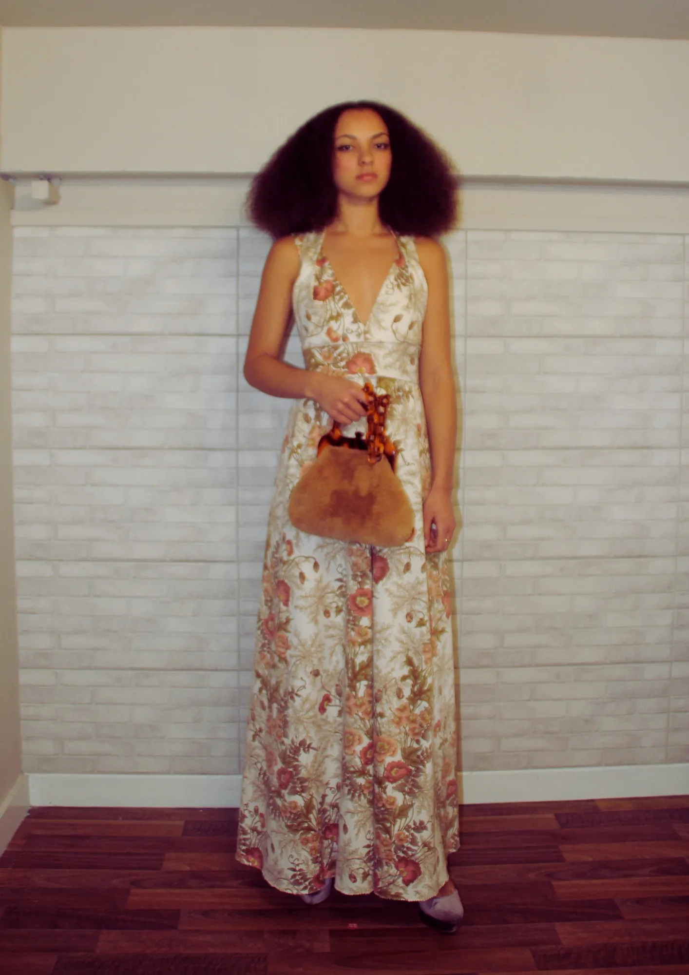 RENT Handmade 70's Floral Maxi Dress