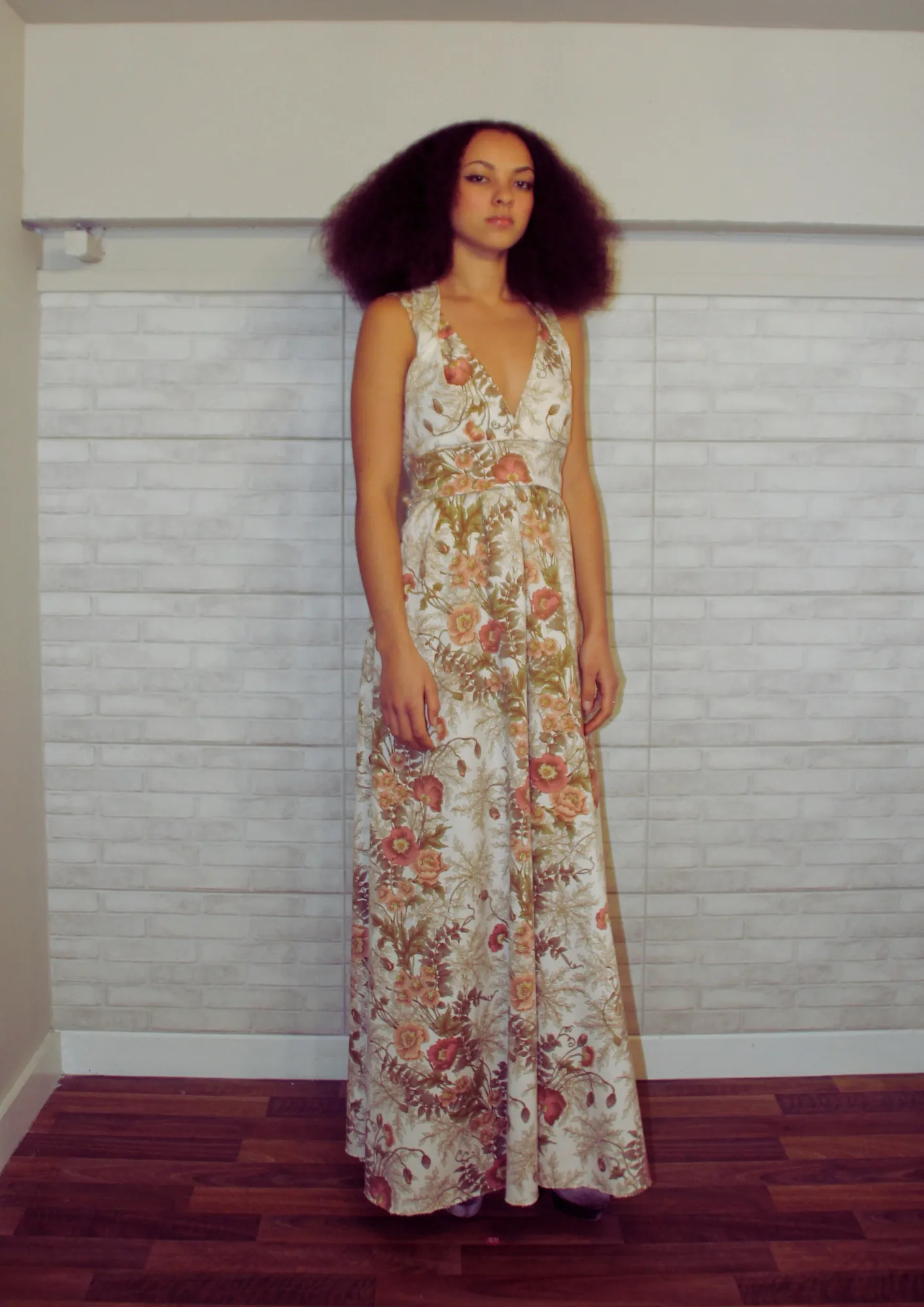 RENT Handmade 70's Floral Maxi Dress