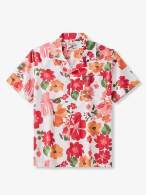 Resort Vibrant Floral Print Cotton Camp Shirt