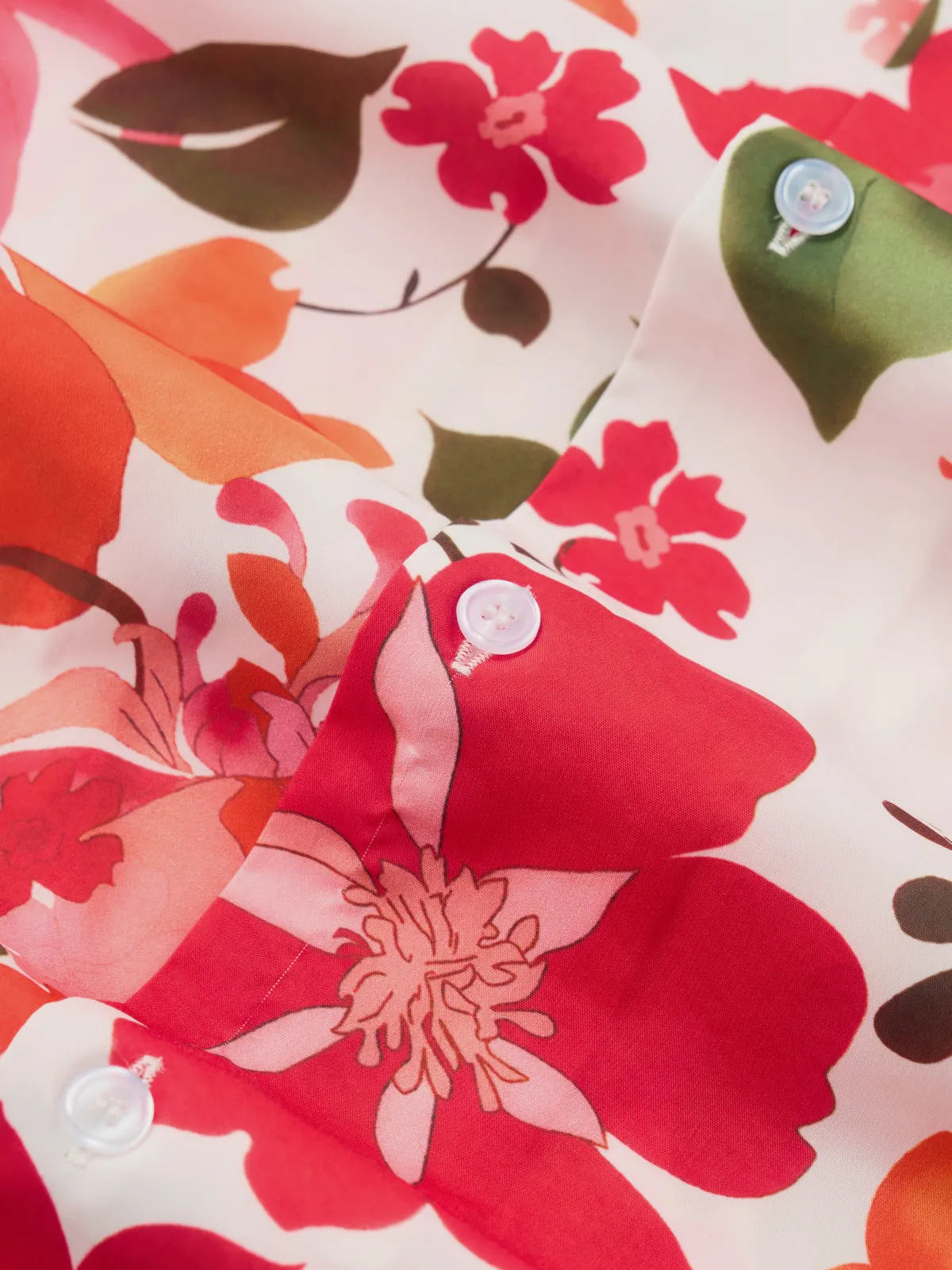 Resort Vibrant Floral Print Cotton Camp Shirt