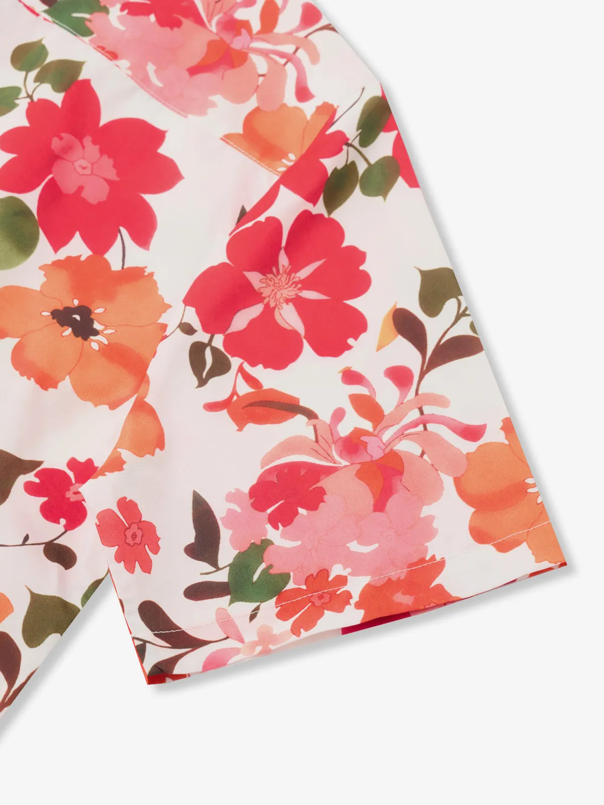 Resort Vibrant Floral Print Cotton Camp Shirt