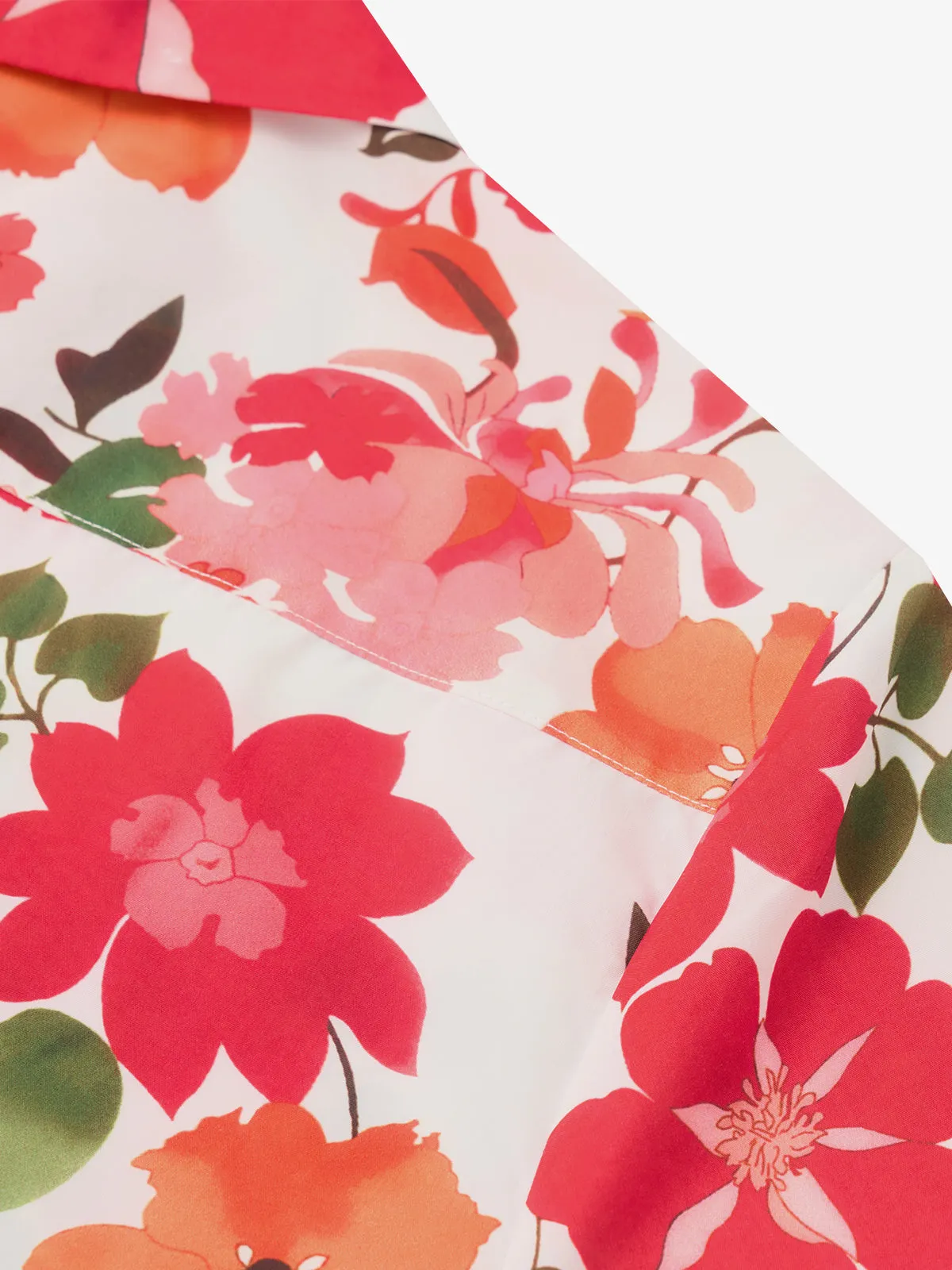 Resort Vibrant Floral Print Cotton Camp Shirt