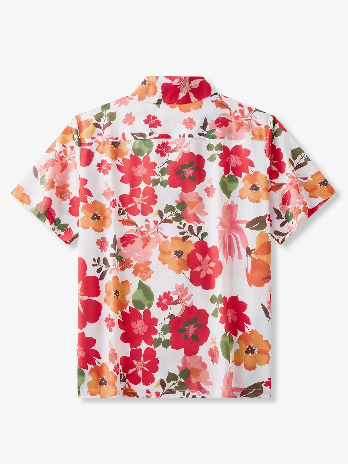 Resort Vibrant Floral Print Cotton Camp Shirt