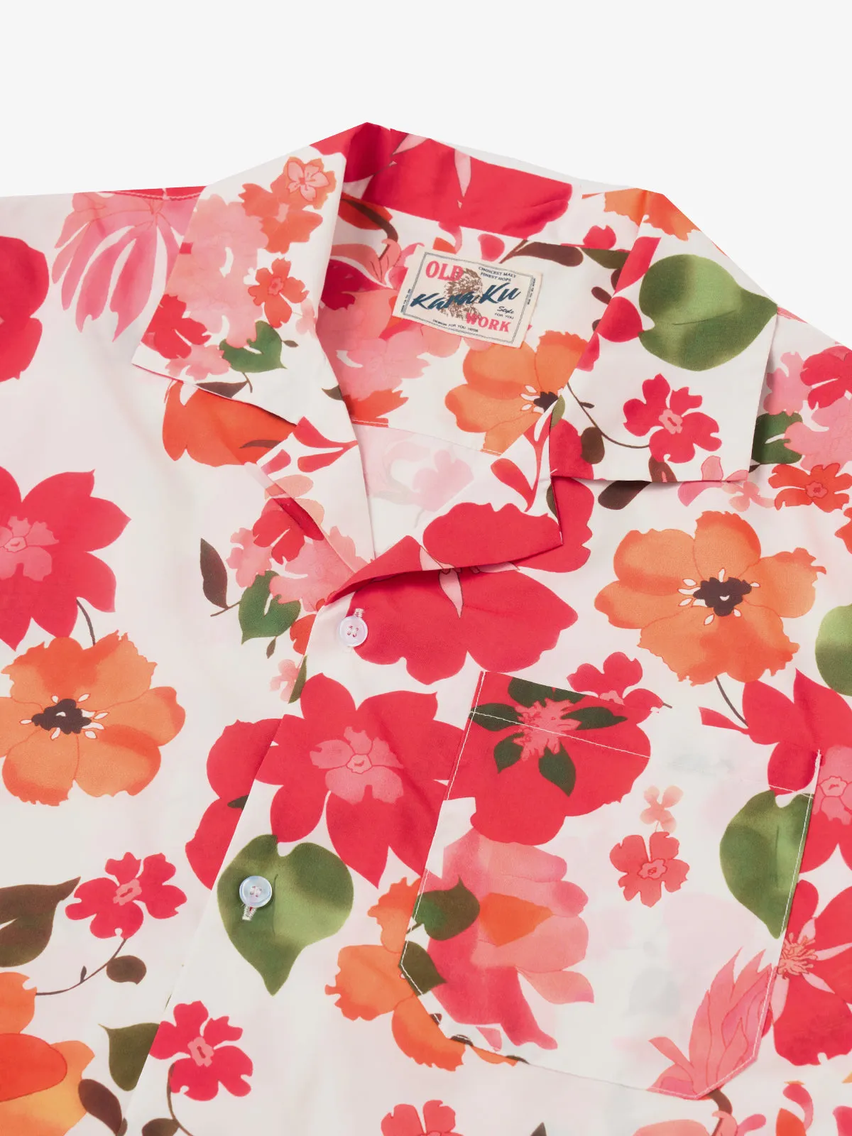 Resort Vibrant Floral Print Cotton Camp Shirt