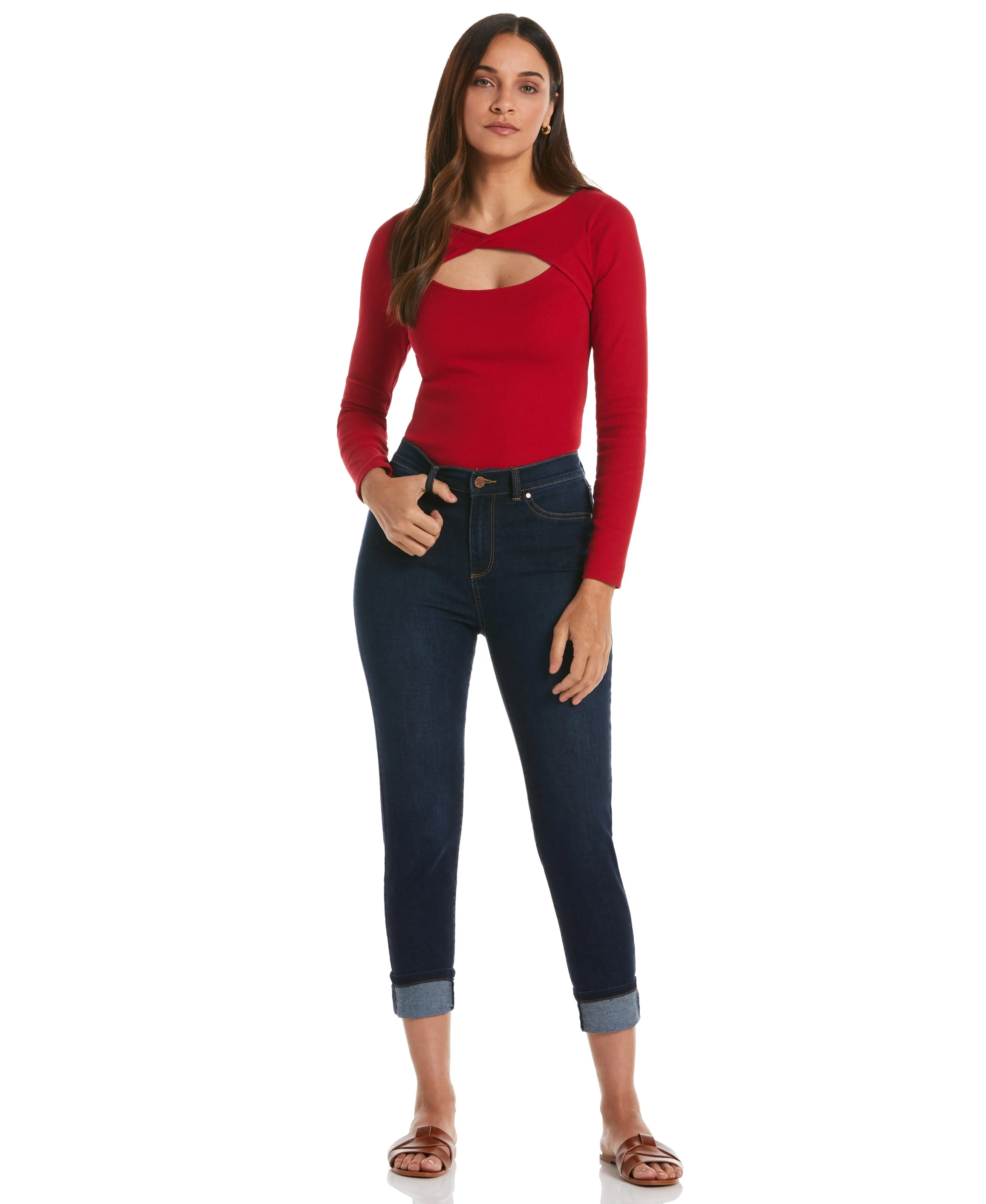 Rib Knit Cutout Top