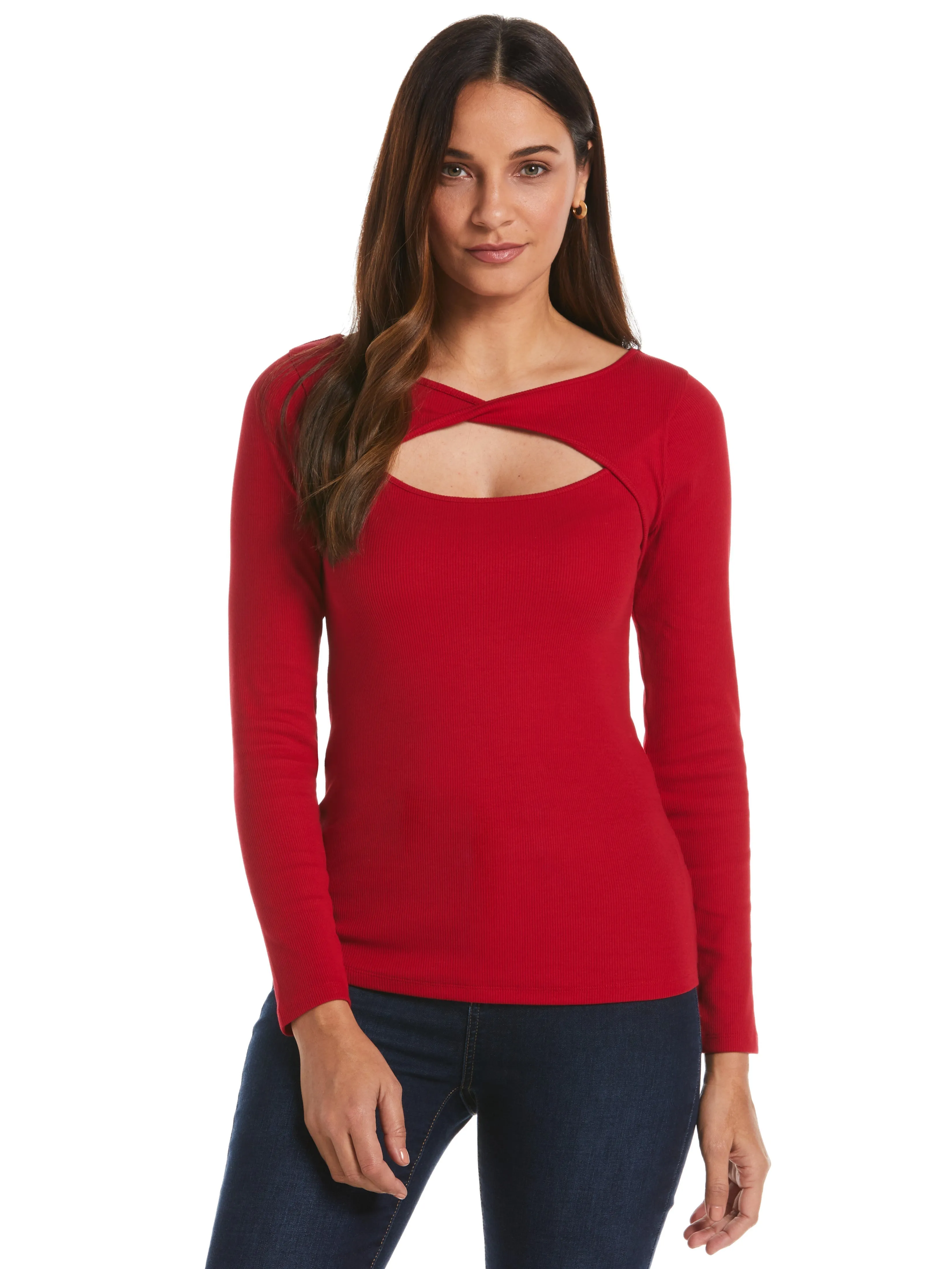 Rib Knit Cutout Top