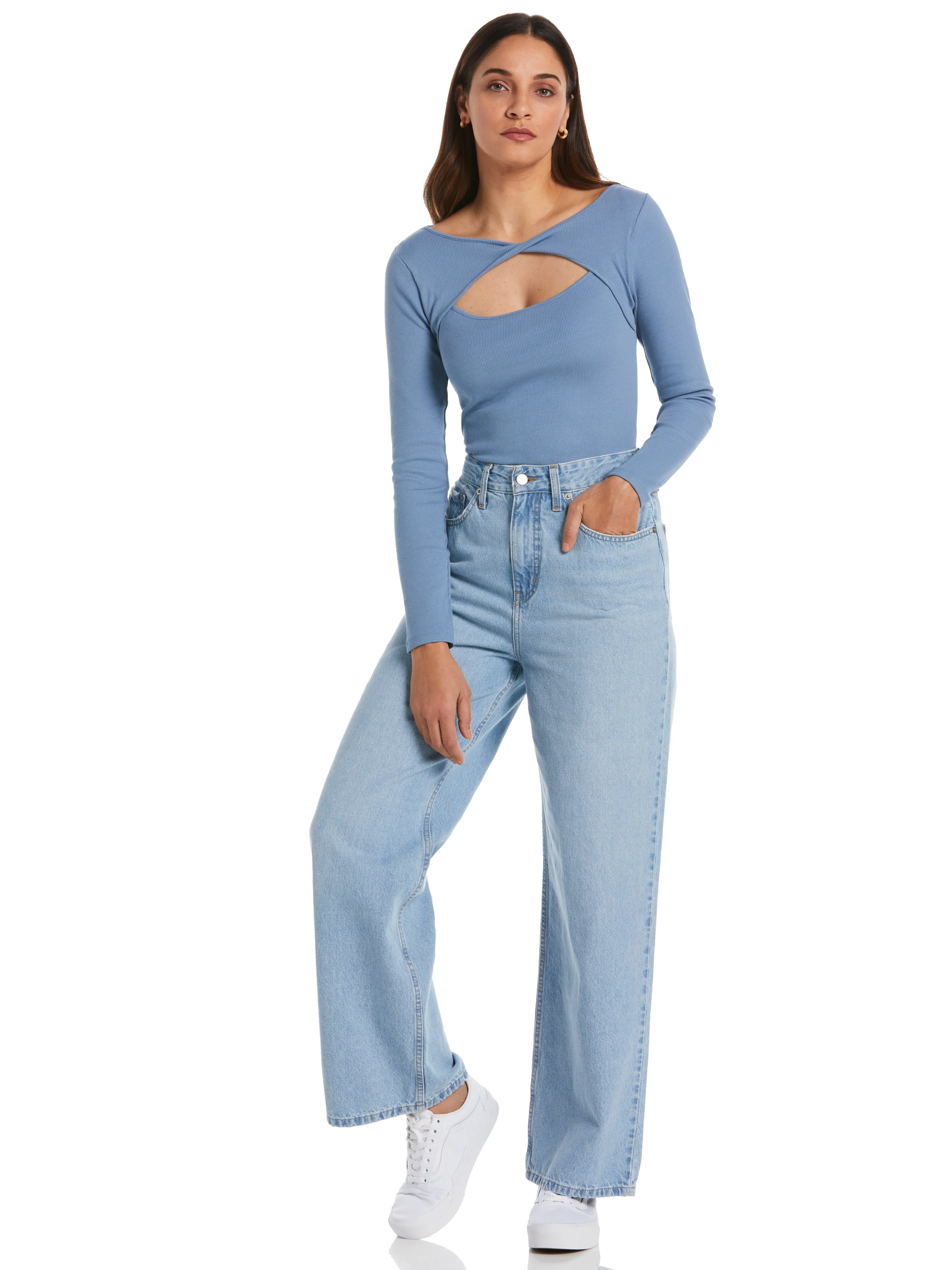 Rib Knit Cutout Top