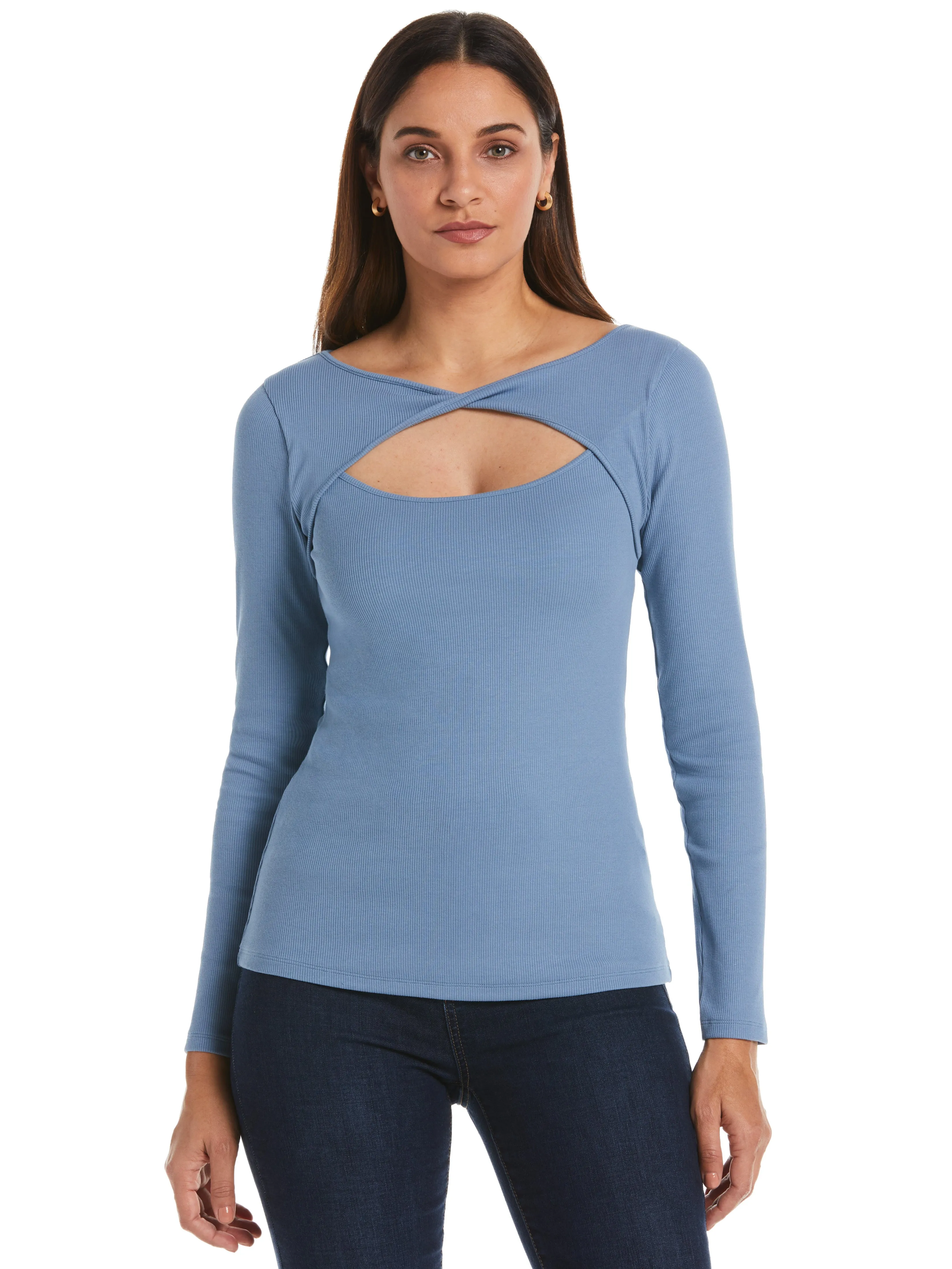 Rib Knit Cutout Top
